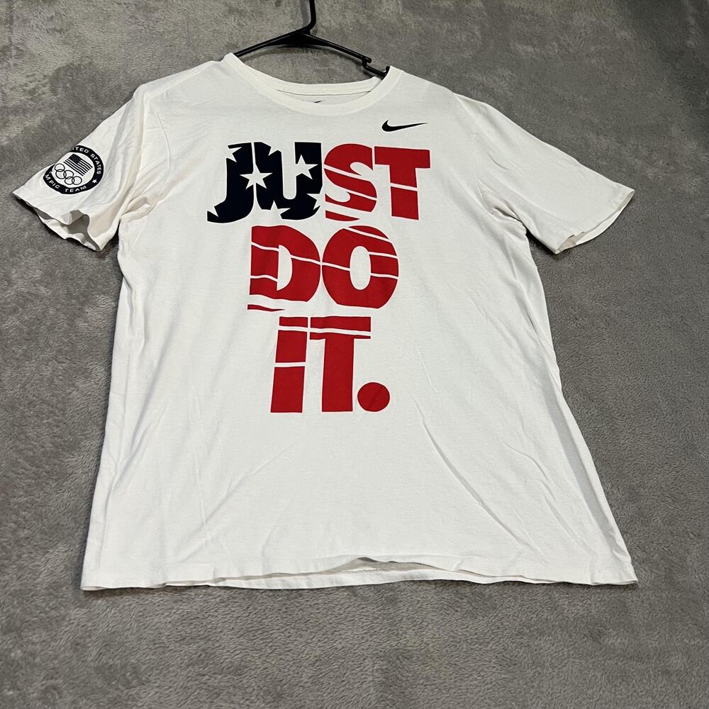 Nike Shirt Mens Medium White Just Do It USA Olympic Team Swoosh Graphic Tee